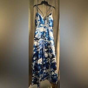 Sequin Hearts blue floral formal dress junior 15 teen prom quinceanera